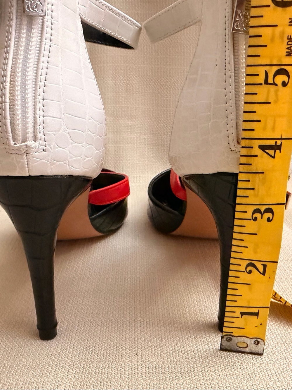 New York & Company Black Pointed Pump with White Ankle and Red Mid Strap - Picture 8 of 8
